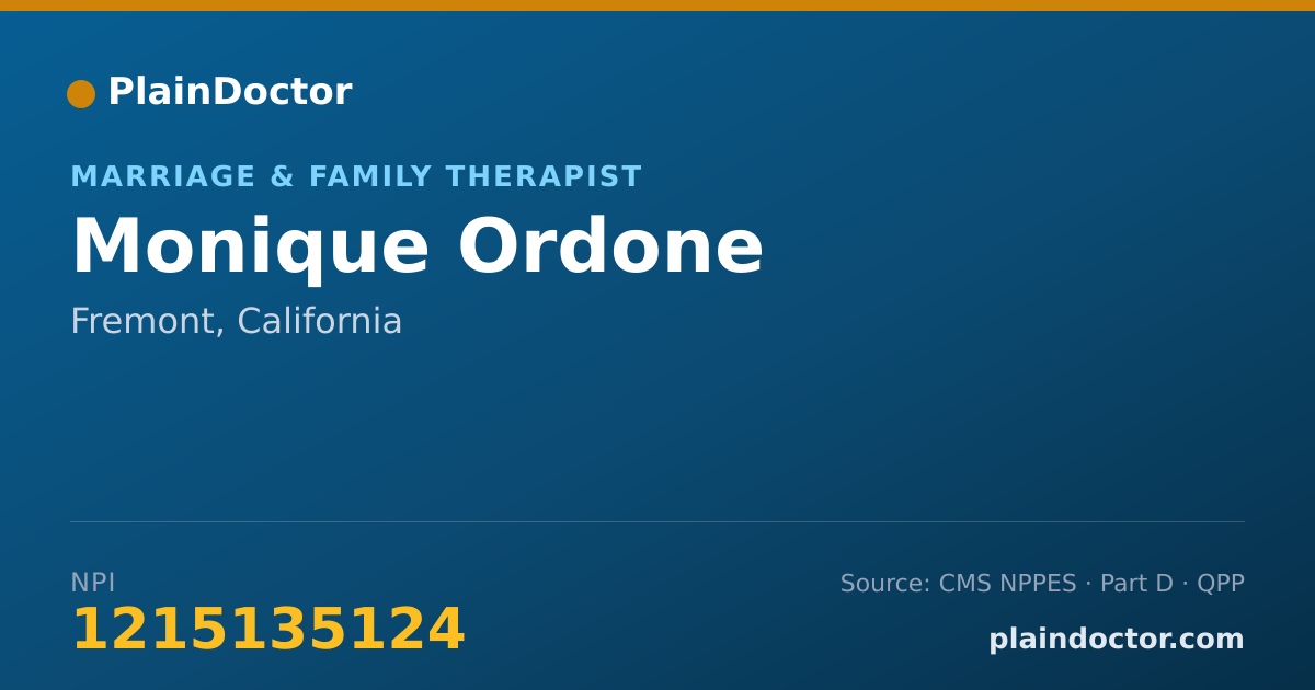 Shareable card for Monique Ordone - Marriage & Family Therapist, Fremont, CA