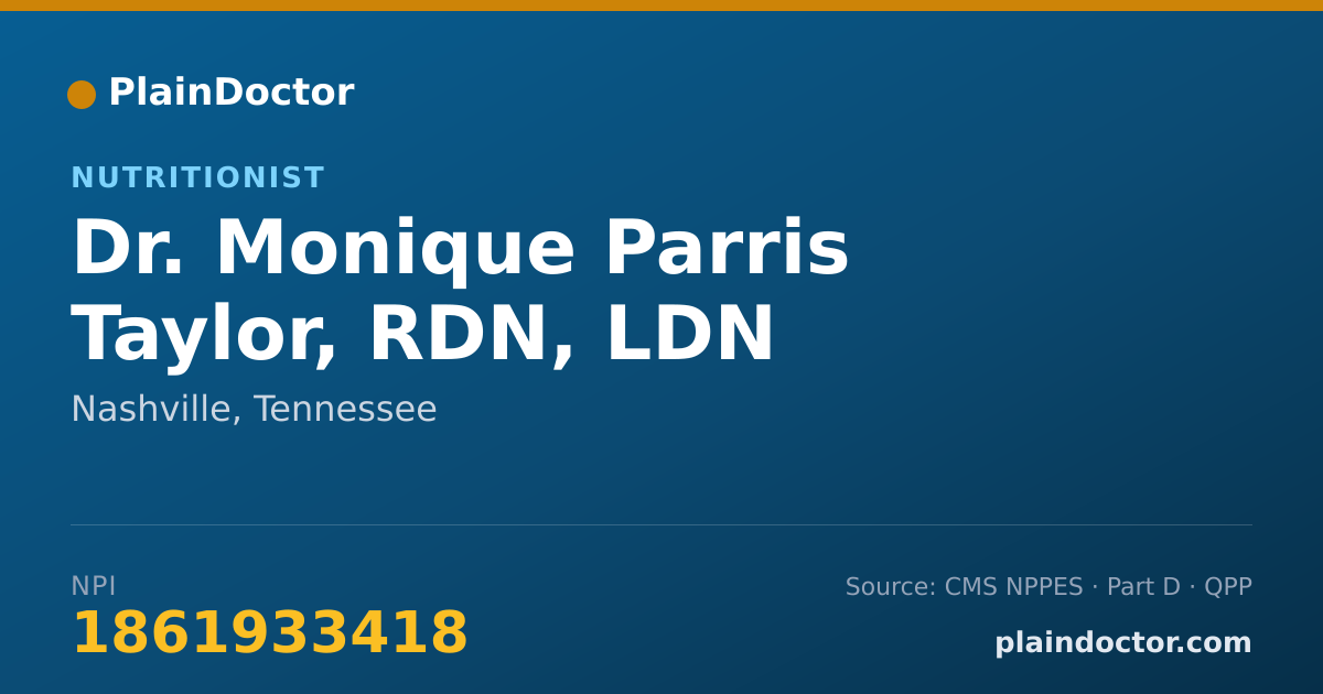 Shareable card for Monique Parris Taylor, RDN, LDN - Nutritionist, Nashville, TN