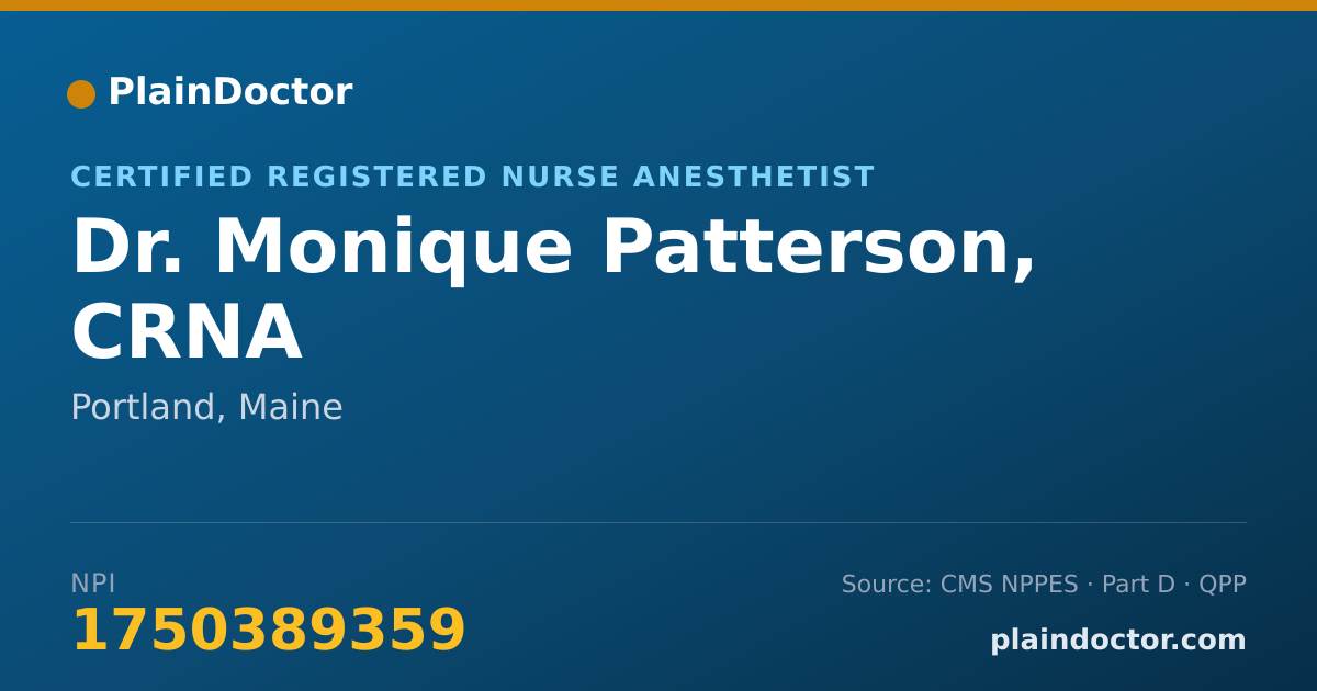 Shareable card for Monique Patterson, CRNA - Certified Registered Nurse Anesthetist, Portland, ME