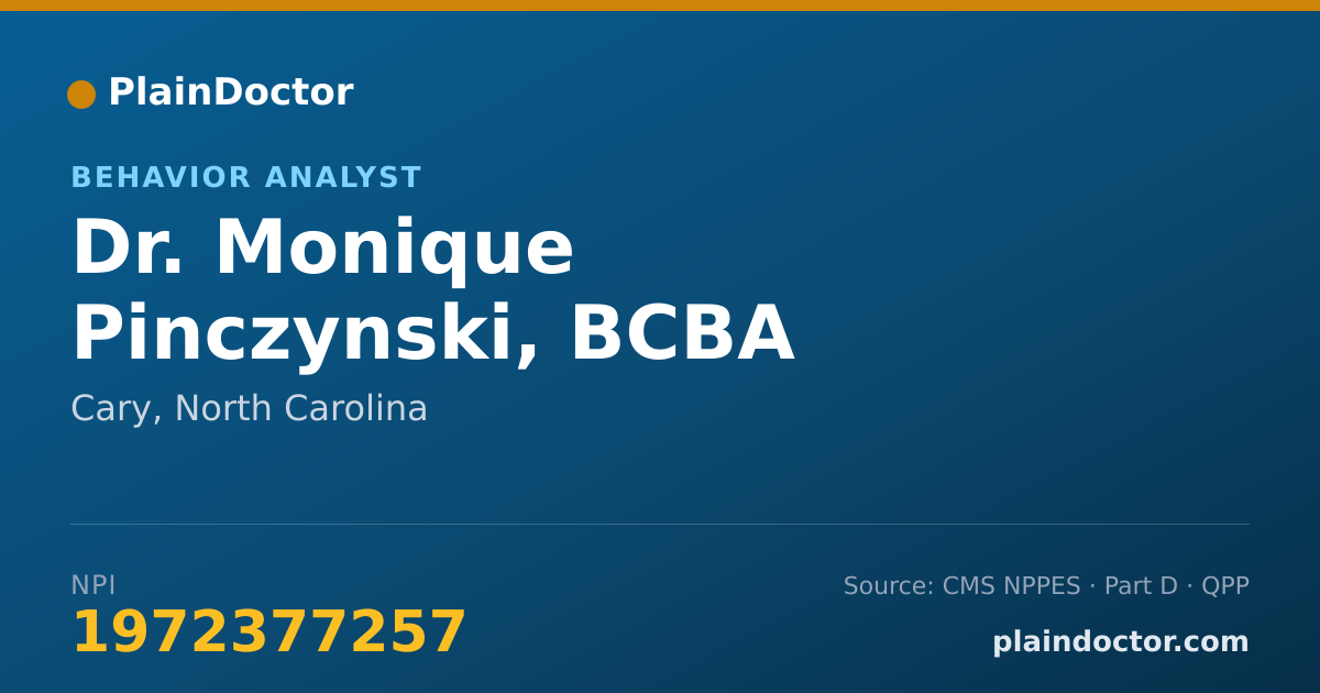 Shareable card for Monique Pinczynski, BCBA - Behavior Analyst, Cary, NC