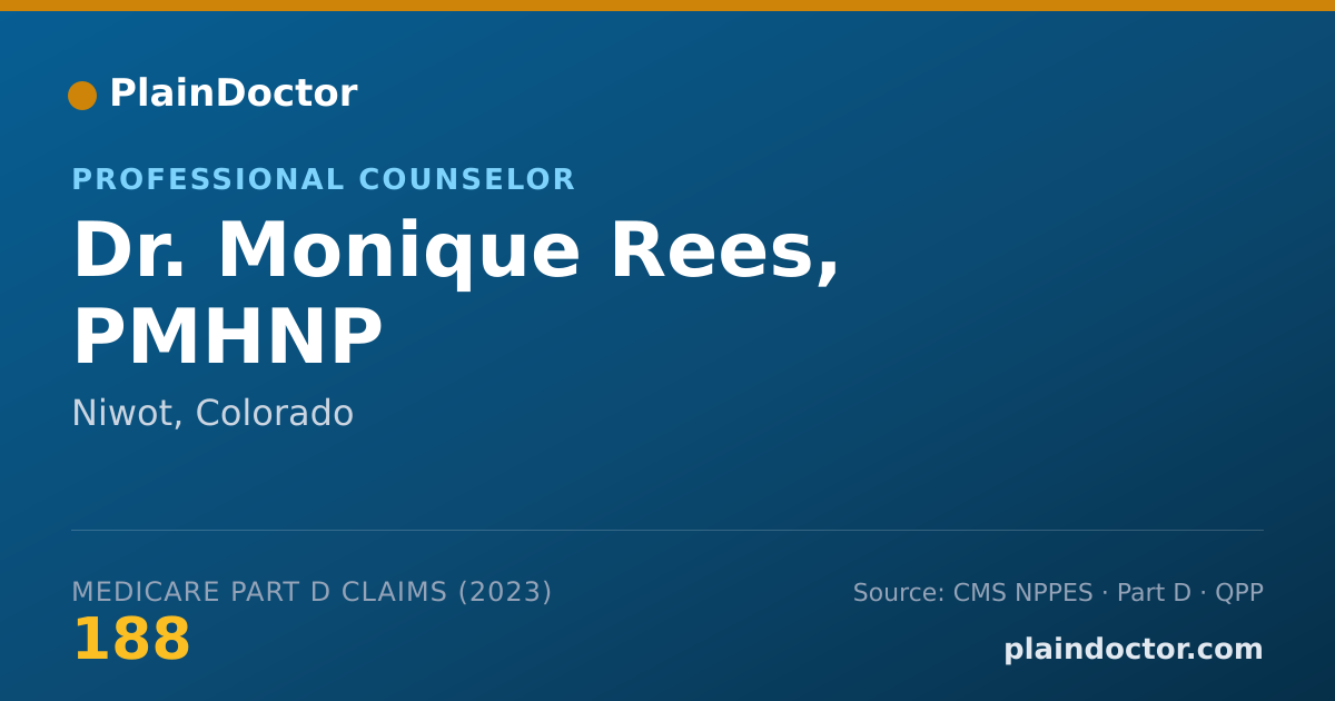 Shareable card for Monique Rees, PMHNP - Professional Counselor, Niwot, CO