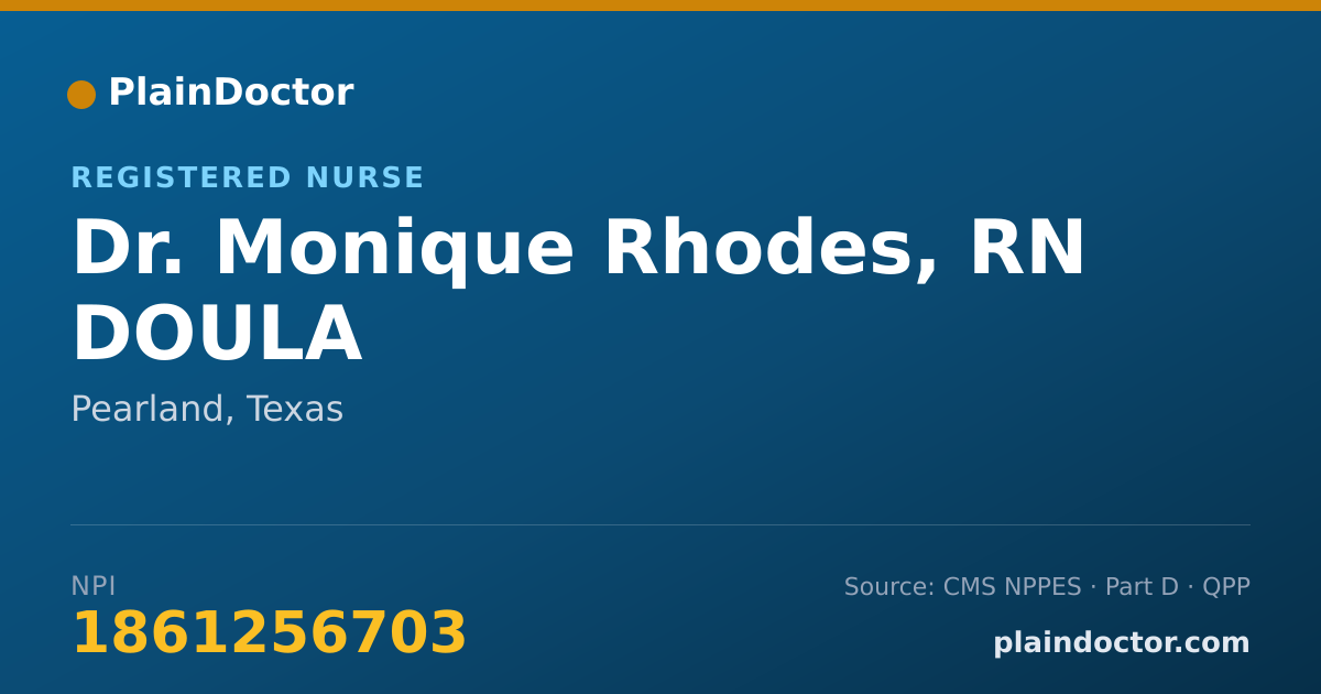 Shareable card for Monique Rhodes, RN DOULA - Registered Nurse, Pearland, TX