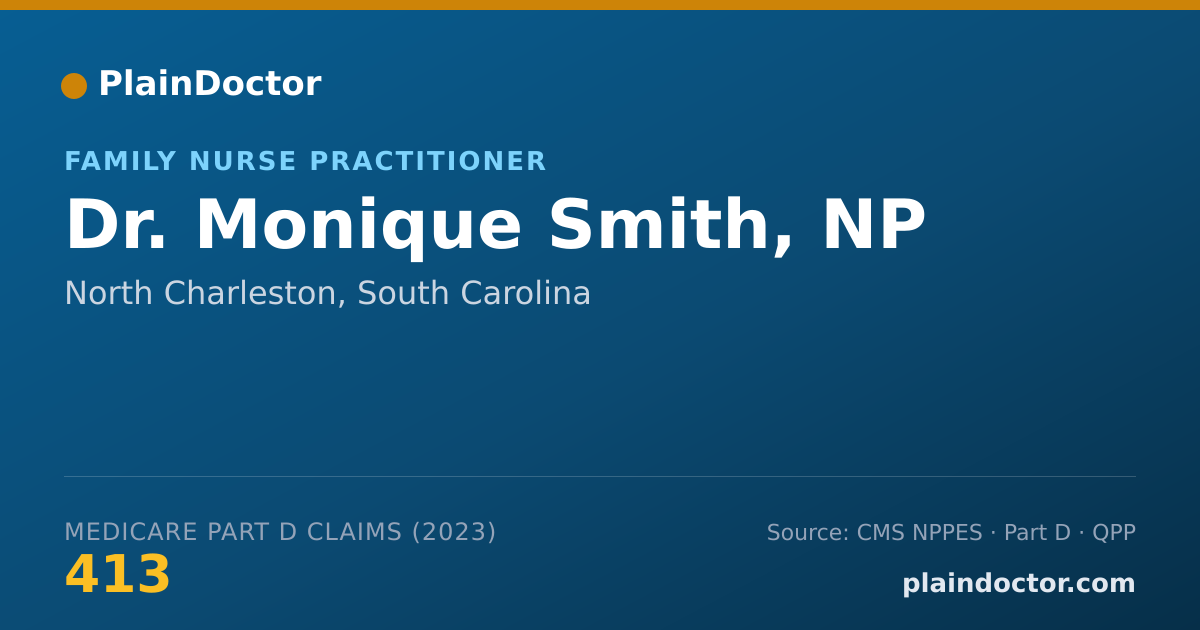 Shareable card for Monique Smith, NP - Family Nurse Practitioner, North Charleston, SC