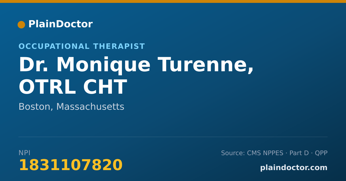 Shareable card for Monique Turenne, OTRL CHT - Occupational Therapist, Boston, MA