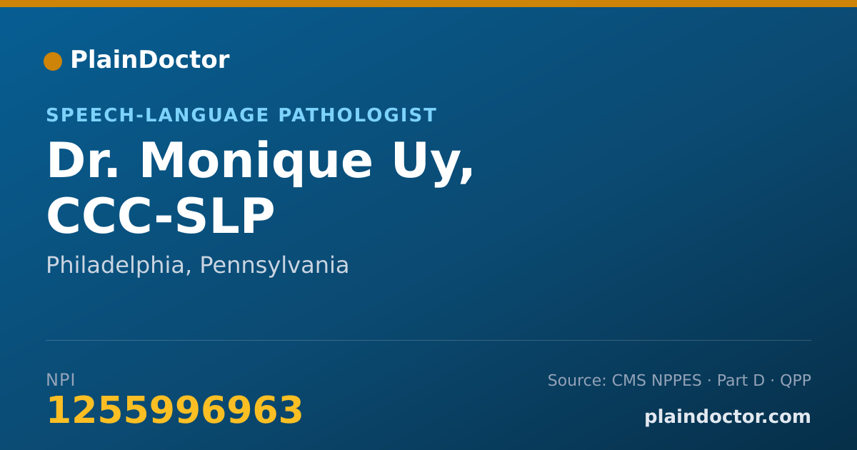 Shareable card for Monique Uy, CCC-SLP - Speech-Language Pathologist, Philadelphia, PA