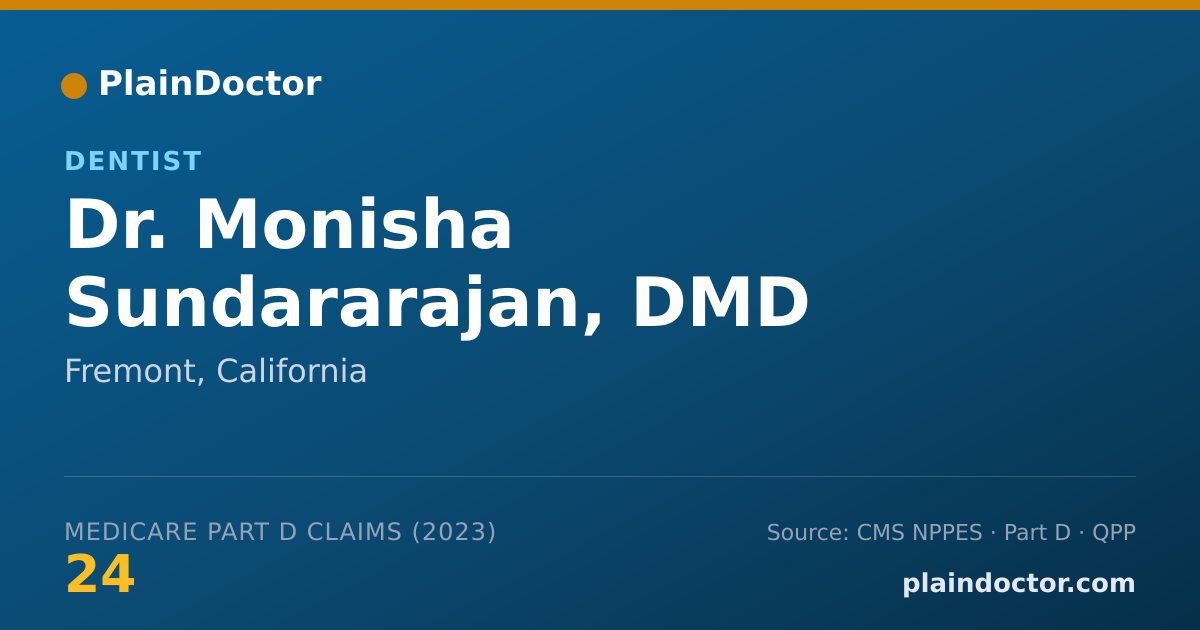 Shareable card for Monisha Sundararajan, DMD - Dentist, Fremont, CA
