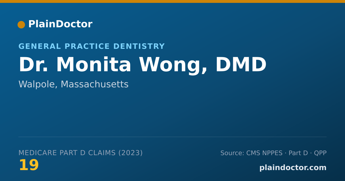 Shareable card for Monita Wong, DMD - General Practice Dentistry, Walpole, MA