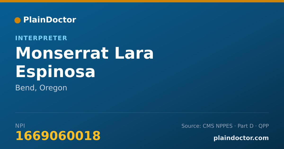Shareable card for Monserrat Lara Espinosa - Interpreter, Bend, OR