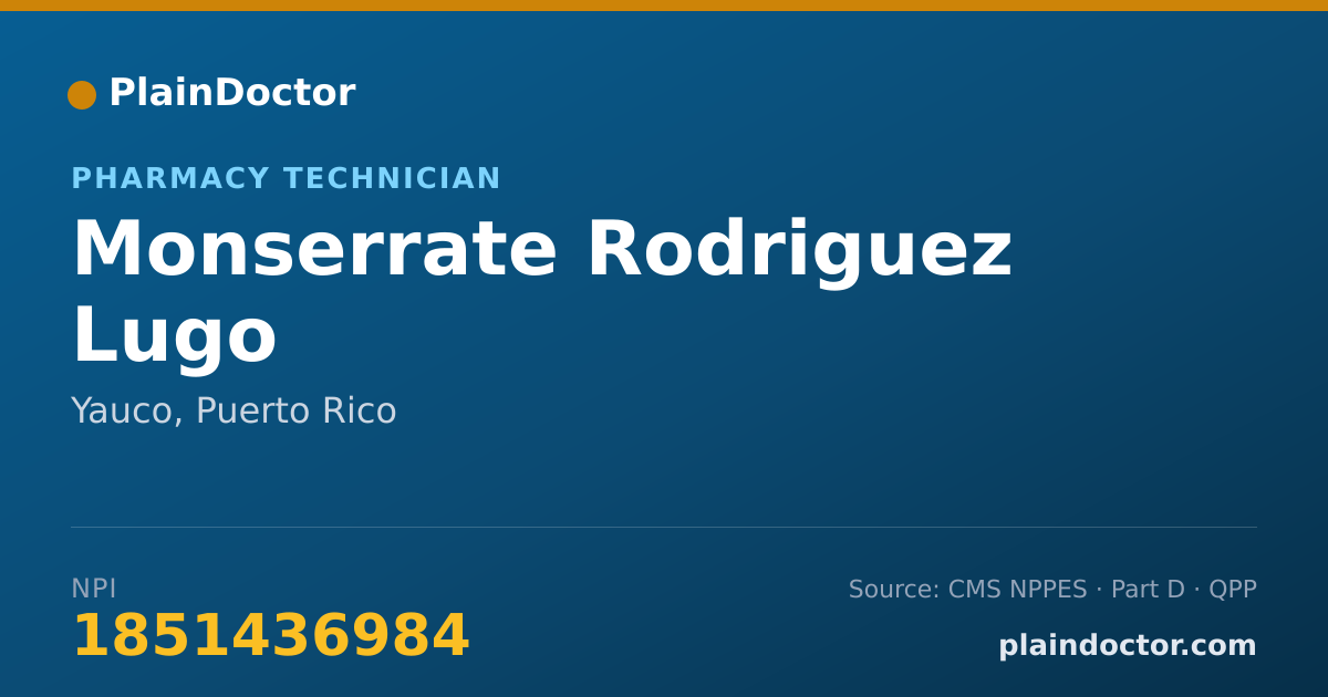 Shareable card for Monserrate Rodriguez Lugo - Pharmacy Technician, Yauco, PR