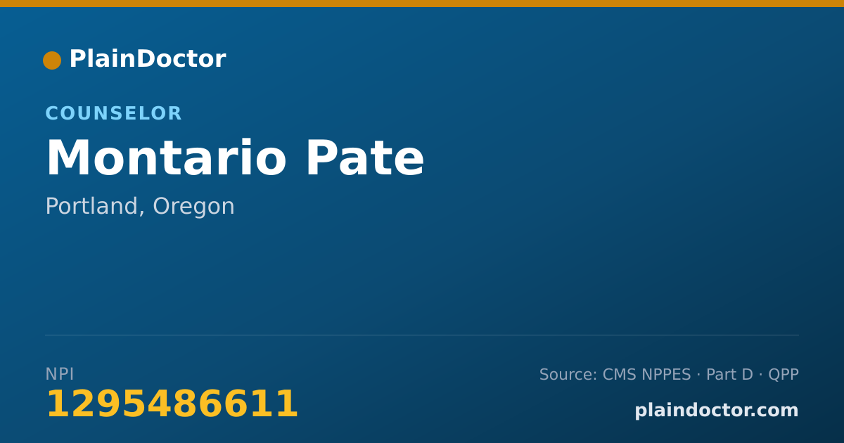 Shareable card for Montario Pate - Counselor, Portland, OR