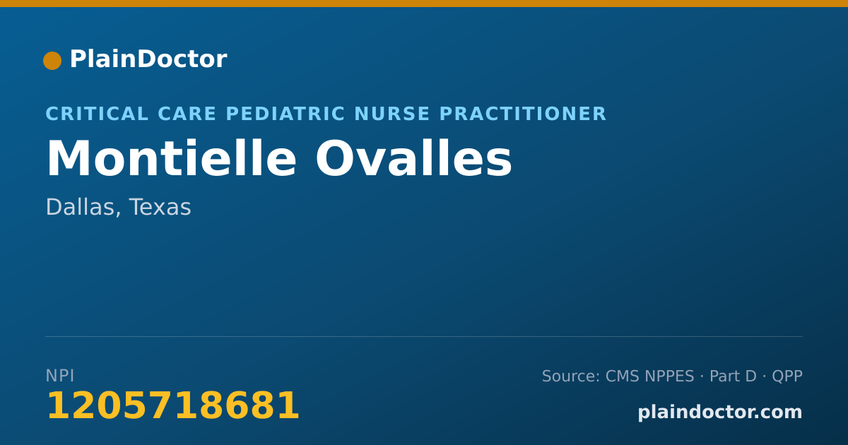 Shareable card for Montielle Ovalles - Critical Care Pediatric Nurse Practitioner, Dallas, TX