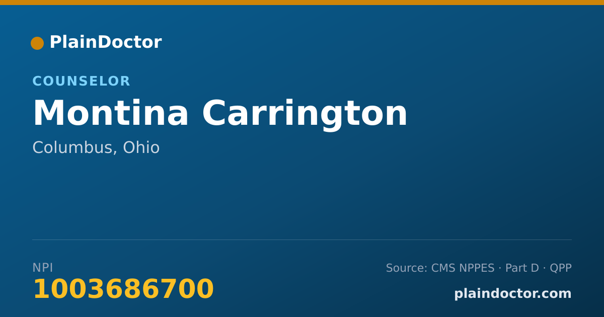 Shareable card for Montina Carrington - Counselor, Columbus, OH