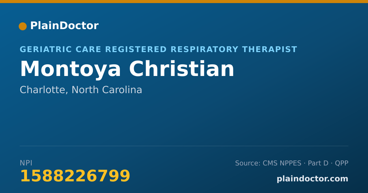 Shareable card for Montoya Christian - Geriatric Care Registered Respiratory Therapist, Charlotte, NC