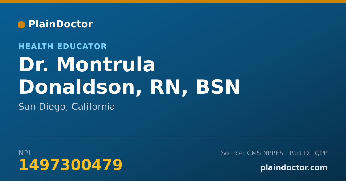 Shareable card for Montrula Donaldson, RN, BSN - Health Educator, San Diego, CA
