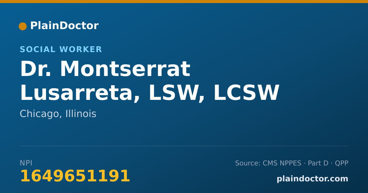 Shareable card for Montserrat Lusarreta, LSW, LCSW - Social Worker, Chicago, IL