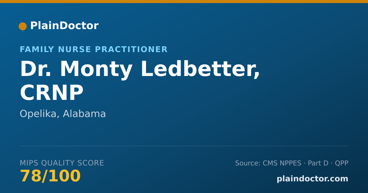 Shareable card for Monty Ledbetter, CRNP - Family Nurse Practitioner, Opelika, AL