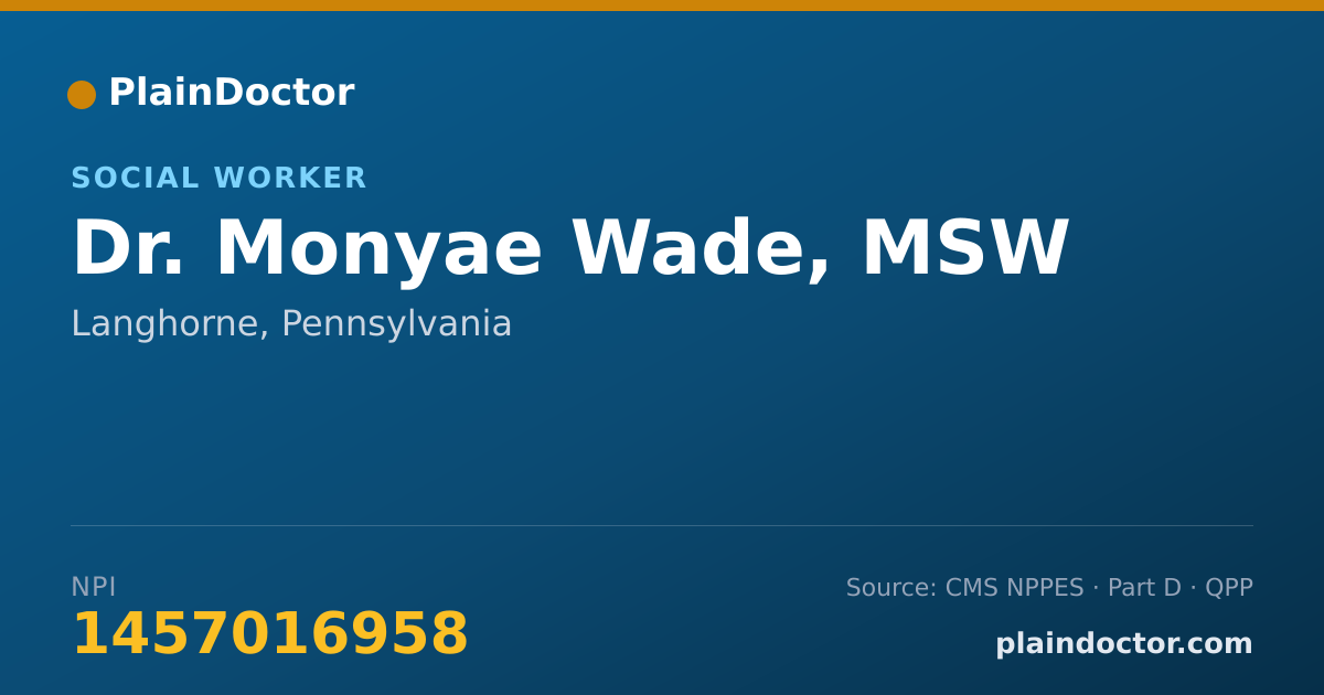 Shareable card for Monyae Wade, MSW - Social Worker, Langhorne, PA
