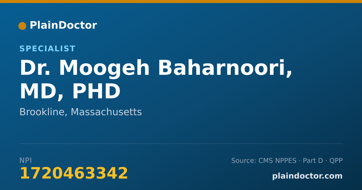 Shareable card for Moogeh Baharnoori, MD, PHD - Specialist, Brookline, MA
