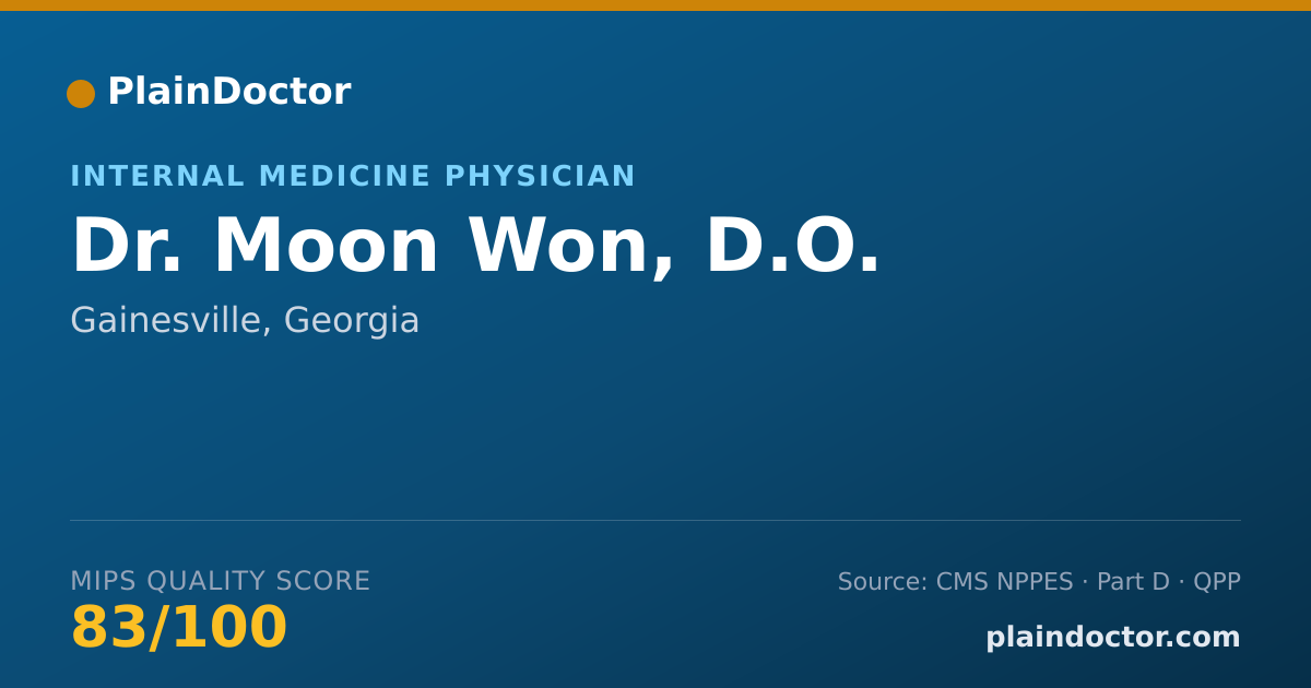 Shareable card for Moon Won, D.O. - Internal Medicine Physician, Gainesville, GA