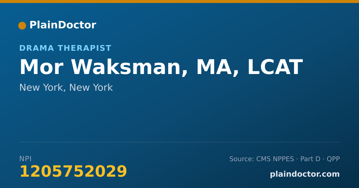 Shareable card for Mor Waksman, MA, LCAT - Drama Therapist, New York, NY