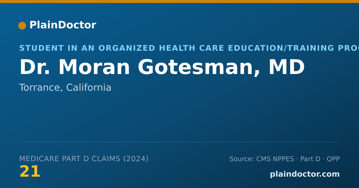 Shareable card for Moran Gotesman, MD - Student in an Organized Health Care Education/Training Program, Torrance, CA