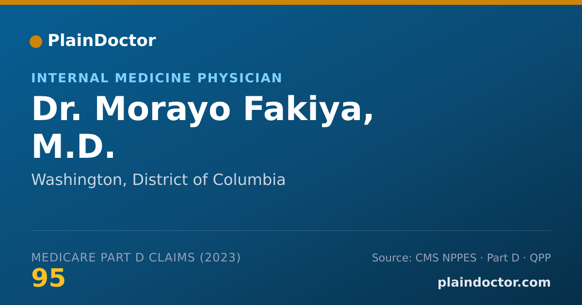 Shareable card for Morayo Fakiya, M.D. - Internal Medicine Physician, Washington, DC
