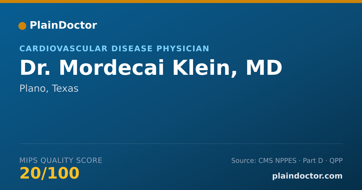 Shareable card for Mordecai Klein, MD - Cardiovascular Disease Physician, Plano, TX
