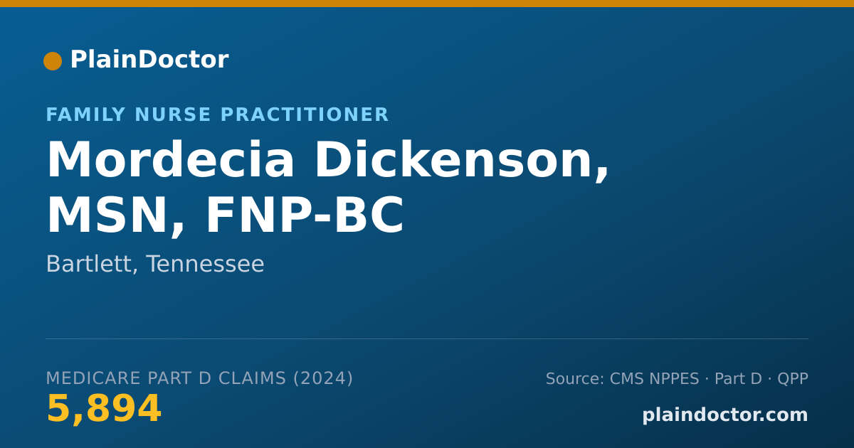 Shareable card for Mordecia Dickenson, MSN, FNP-BC - Family Nurse Practitioner, Bartlett, TN