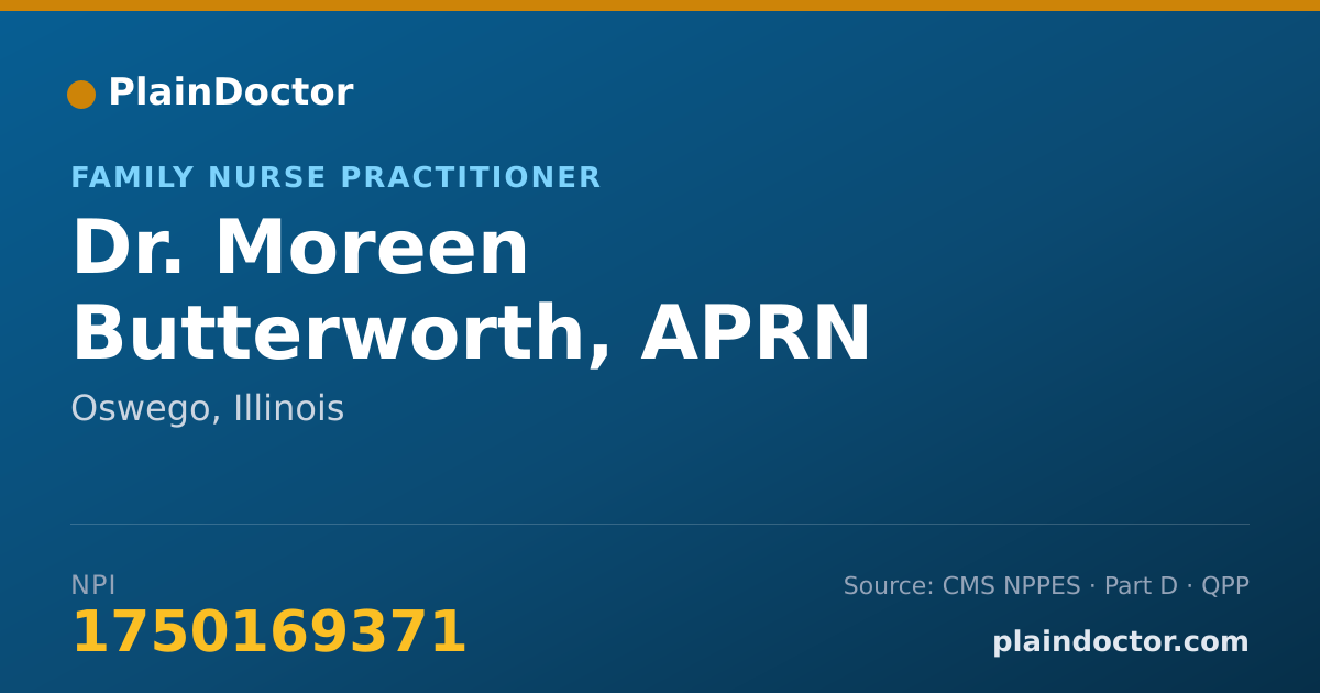Shareable card for Moreen Butterworth, APRN - Family Nurse Practitioner, Oswego, IL