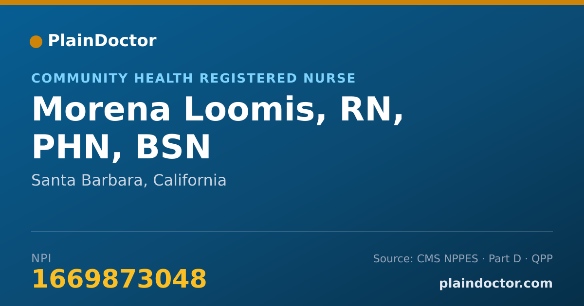 Shareable card for Morena Loomis, RN, PHN, BSN - Community Health Registered Nurse, Santa Barbara, CA