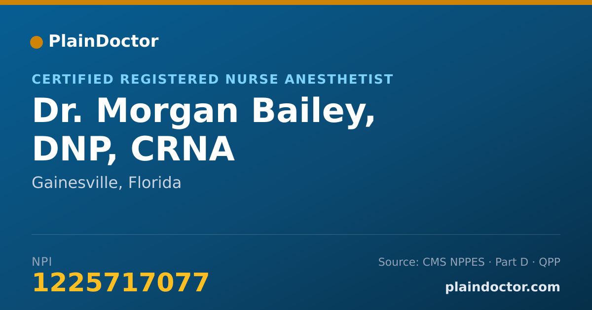 Shareable card for Morgan Bailey, DNP, CRNA - Certified Registered Nurse Anesthetist, Gainesville, FL