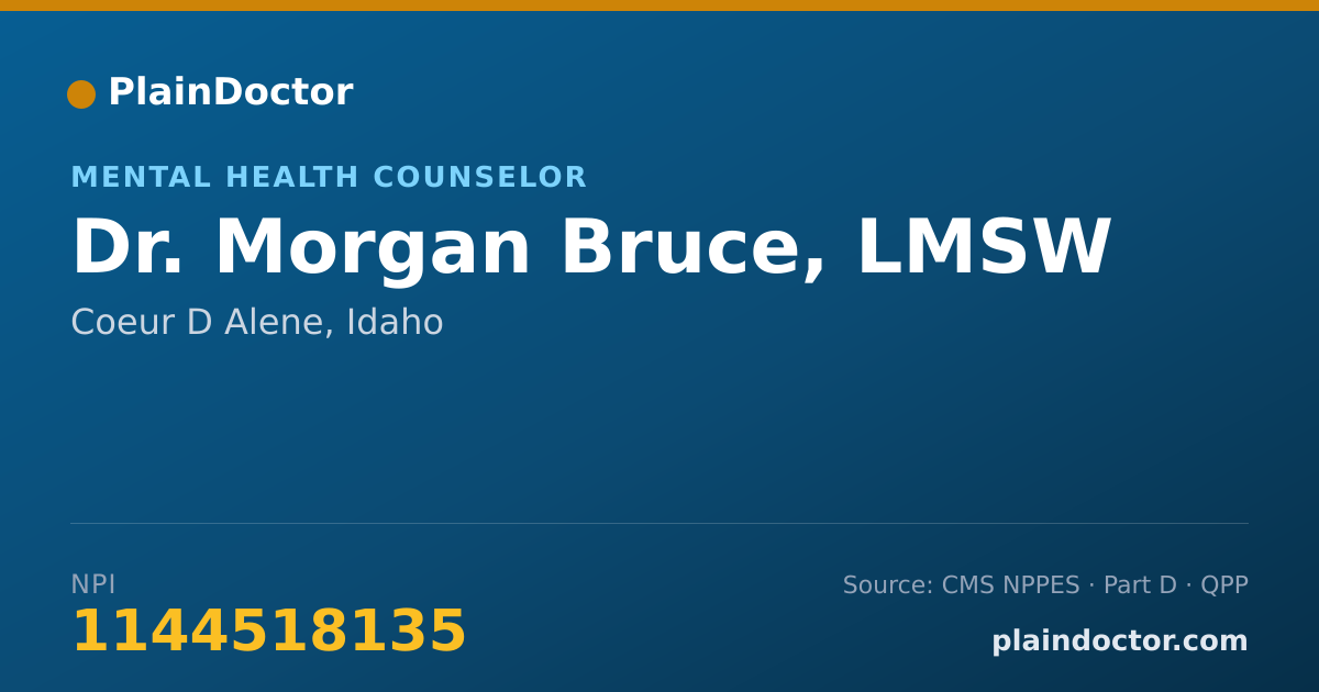 Shareable card for Morgan Bruce, LMSW - Mental Health Counselor, Coeur D Alene, ID