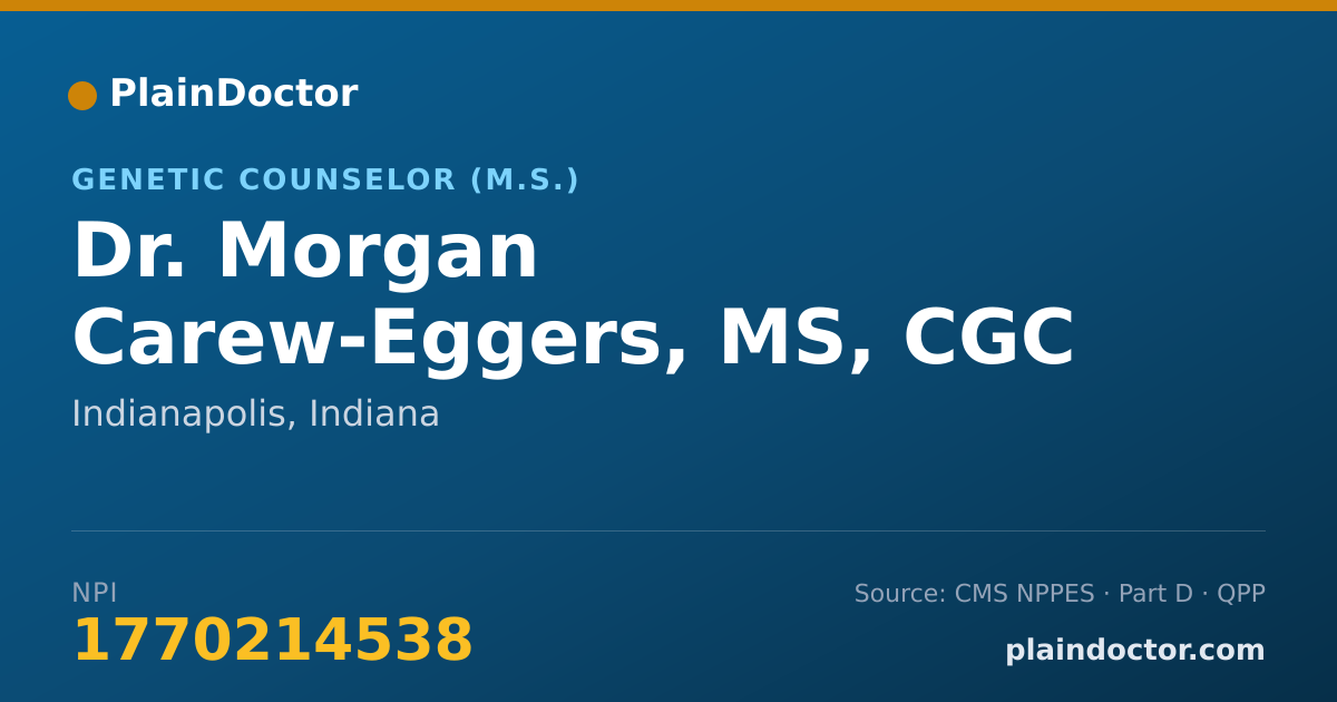 Shareable card for Morgan Carew-Eggers, MS, CGC - Genetic Counselor (M.S.), Indianapolis, IN