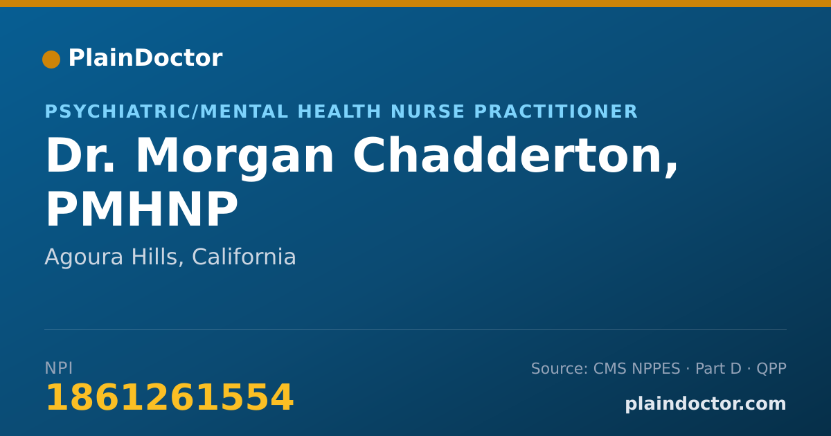 Shareable card for Morgan Chadderton, PMHNP - Psychiatric/Mental Health Nurse Practitioner, Agoura Hills, CA