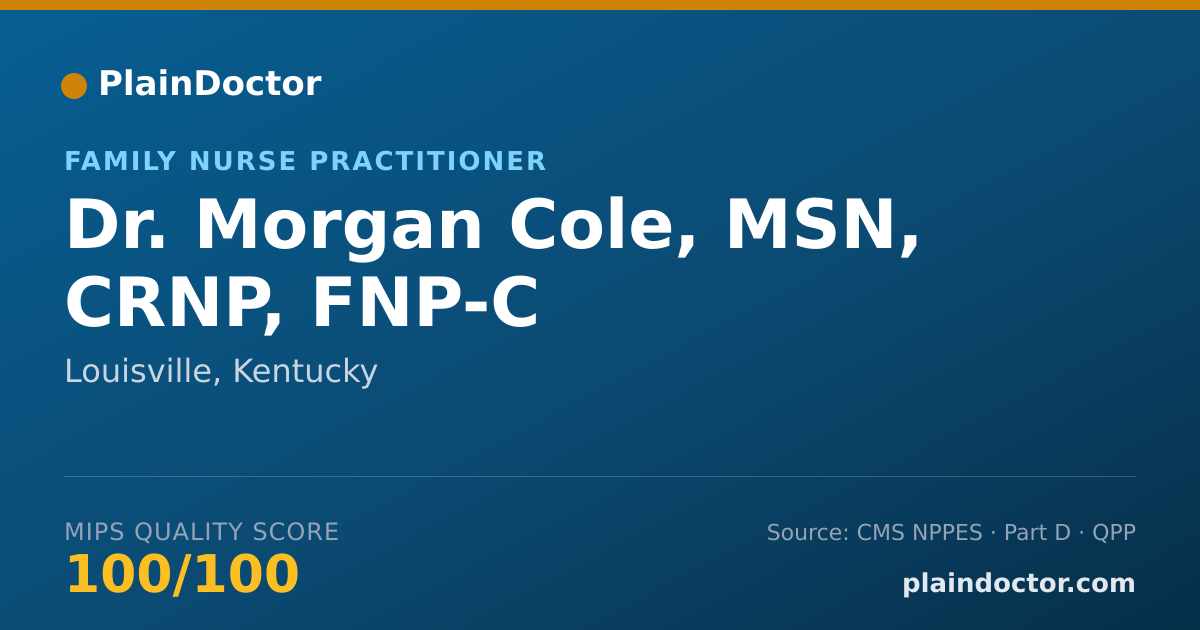 Shareable card for Morgan Cole, MSN, CRNP, FNP-C - Family Nurse Practitioner, Louisville, KY