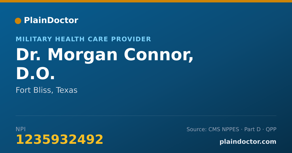 Shareable card for Morgan Connor, D.O. - Military Health Care Provider, Fort Bliss, TX