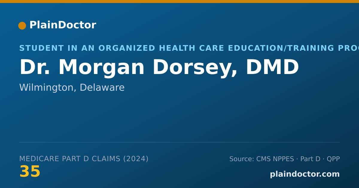 Shareable card for Morgan Dorsey, DMD - Student in an Organized Health Care Education/Training Program, Wilmington, DE