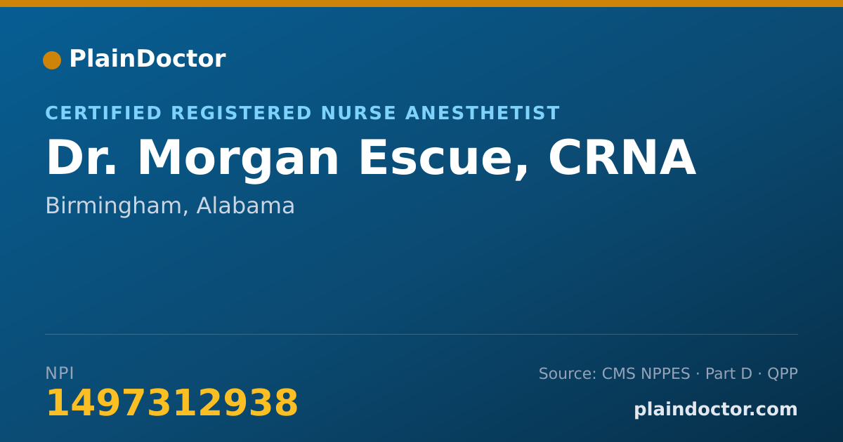Shareable card for Morgan Escue, CRNA - Certified Registered Nurse Anesthetist, Birmingham, AL