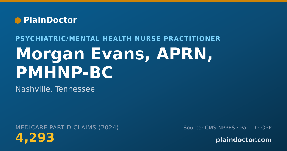 Shareable card for Morgan Evans, APRN, PMHNP-BC - Psychiatric/Mental Health Nurse Practitioner, Nashville, TN