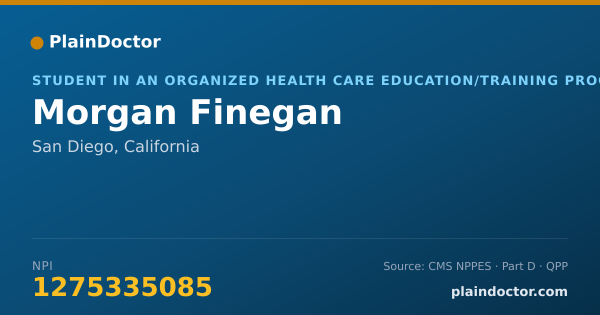 Shareable card for Morgan Finegan - Student in an Organized Health Care Education/Training Program, San Diego, CA