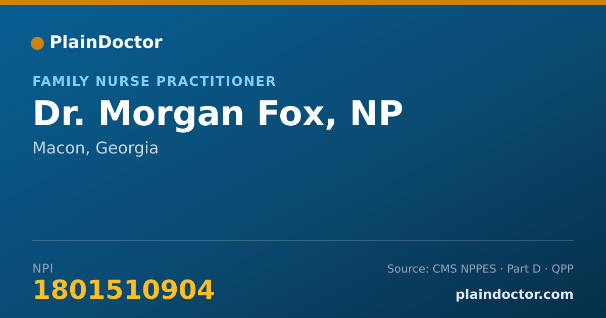 Shareable card for Morgan Fox, NP - Family Nurse Practitioner, Macon, GA