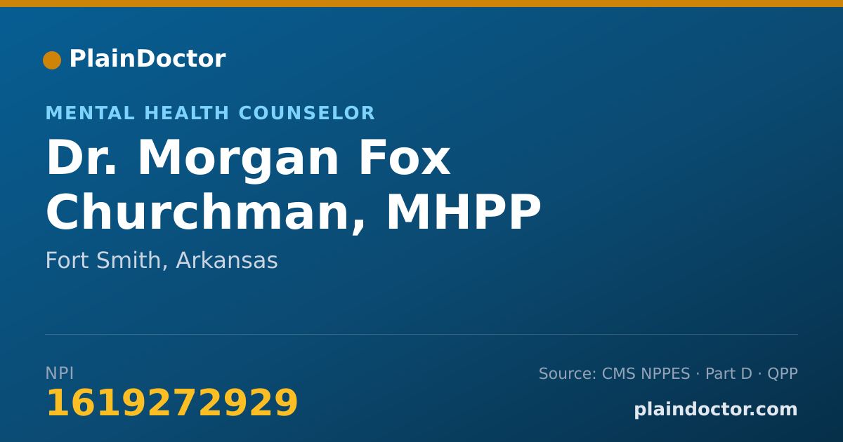 Shareable card for Morgan Fox Churchman, MHPP - Mental Health Counselor, Fort Smith, AR