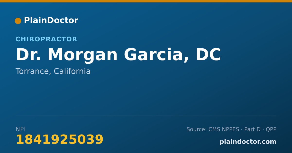 Shareable card for Morgan Garcia, DC - Chiropractor, Torrance, CA