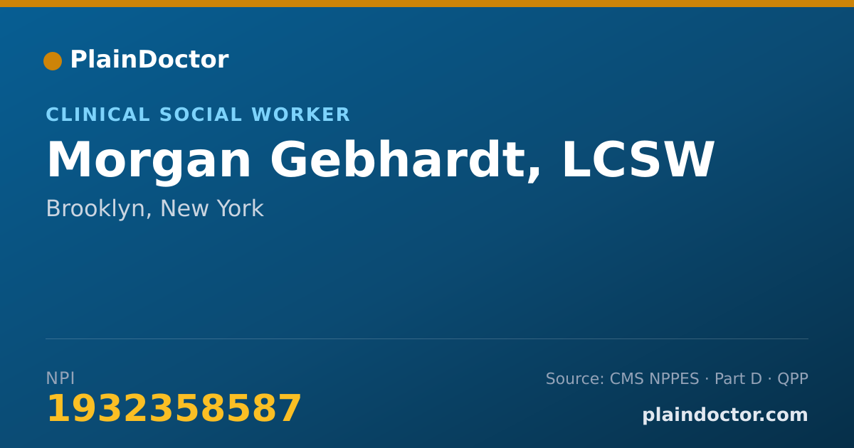 Shareable card for Morgan Gebhardt, LCSW - Addiction (Substance Use Disorder) Counselor, Brooklyn, NY