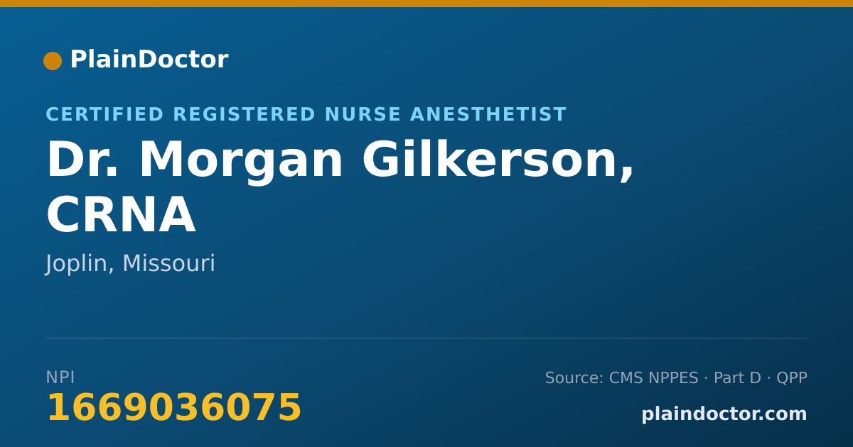 Shareable card for Morgan Gilkerson, CRNA - Certified Registered Nurse Anesthetist, Joplin, MO