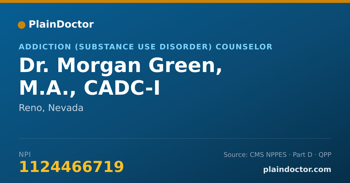 Shareable card for Morgan Green, M.A., CADC-I - Addiction (Substance Use Disorder) Counselor, Reno, NV