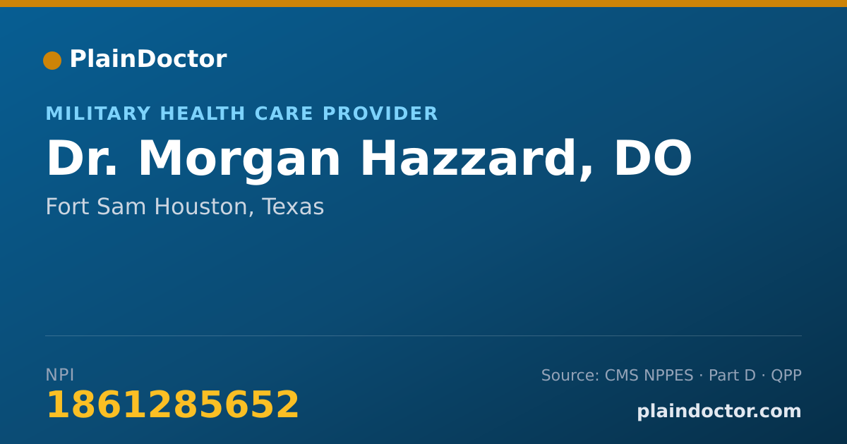 Shareable card for Morgan Hazzard, DO - Military Health Care Provider, Fort Sam Houston, TX