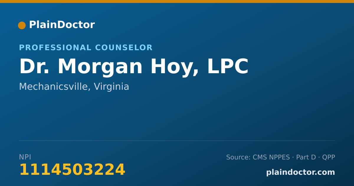 Shareable card for Morgan Hoy, LPC - Professional Counselor, Mechanicsville, VA
