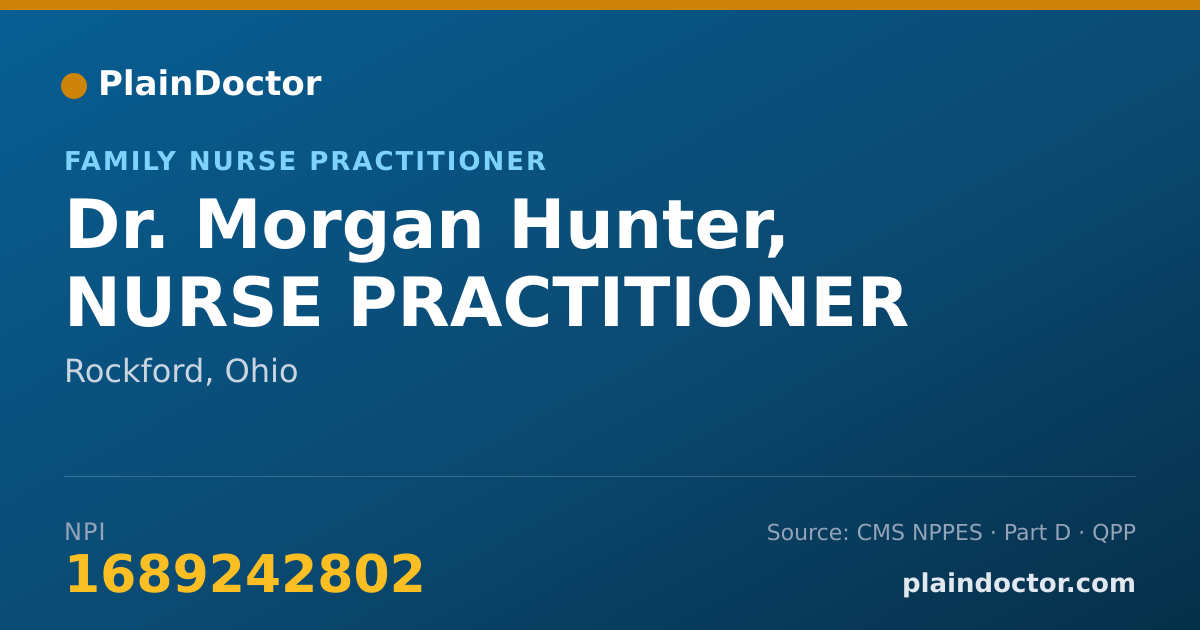 Shareable card for Morgan Hunter, NURSE PRACTITIONER - Family Nurse Practitioner, Rockford, OH