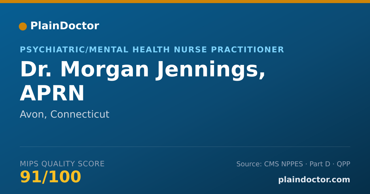 Shareable card for Morgan Jennings, APRN - Psychiatric/Mental Health Nurse Practitioner, Avon, CT